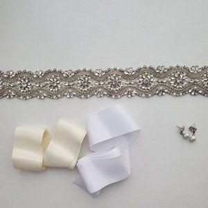 Wedding Belt Rhinestone Applique Wedding Sash